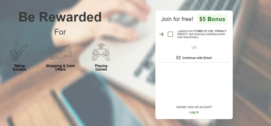 Inboxdollars webpage
