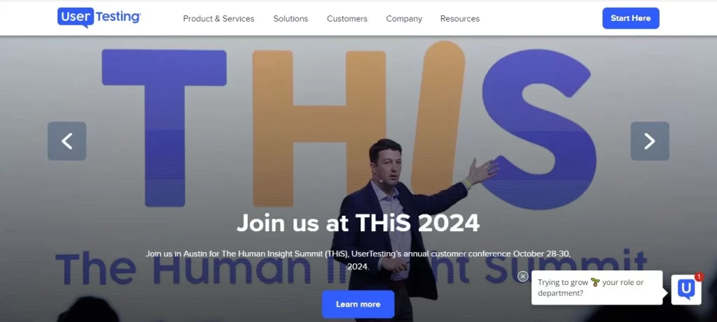 User testing webpage