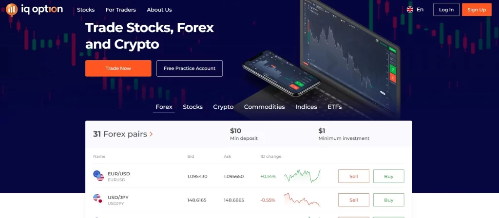 IQ Option homepage