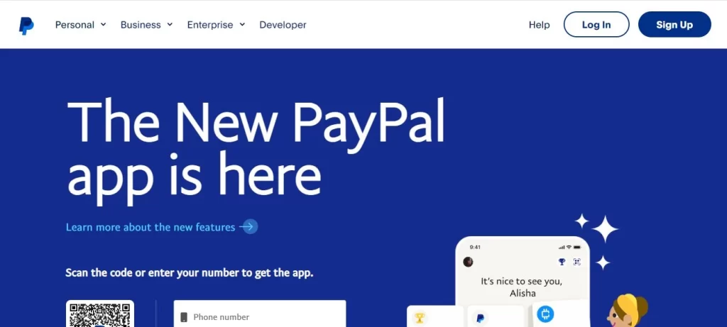 Paypal webpage
