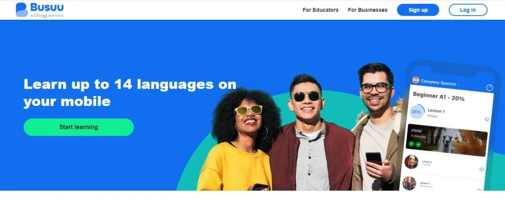 Busuu webpage