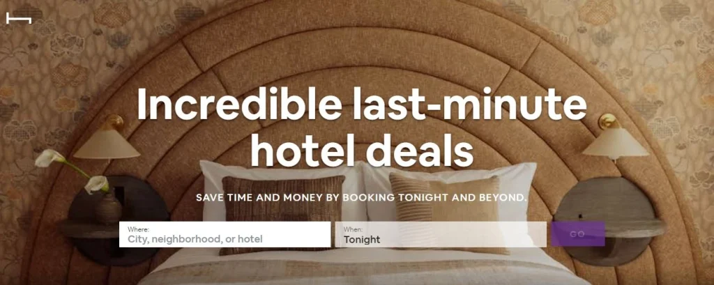 Hotel tonight webpage